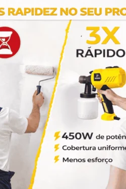 Pistola Elétrica Para Pintura Pulverizador de Tinta com Bico de Metal e Compressor 450w - Imagem 9