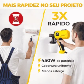 Pistola Elétrica Para Pintura Pulverizador de Tinta com Bico de Metal e Compressor 450w