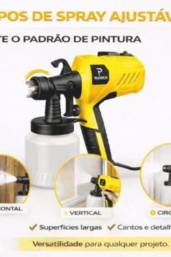 Pistola Elétrica Para Pintura Pulverizador de Tinta com Bico de Metal e Compressor 450w - Imagem 8