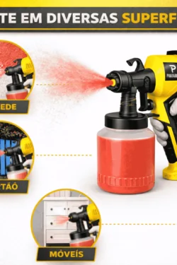 Pistola Elétrica Para Pintura Pulverizador de Tinta com Bico de Metal e Compressor 450w - Imagem 7