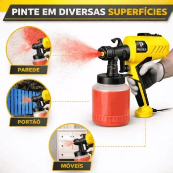 Pistola Elétrica Para Pintura Pulverizador de Tinta com Bico de Metal e Compressor 450w