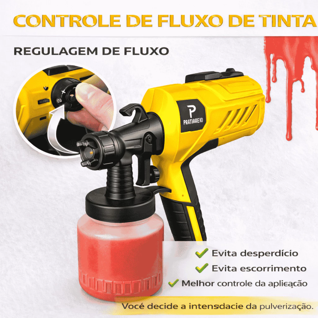 Pistola Elétrica Para Pintura Pulverizador de Tinta com Bico de Metal e Compressor 450w - Imagem 5