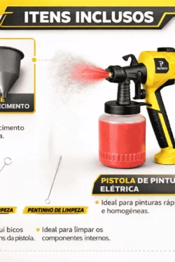 Pistola Elétrica Para Pintura Pulverizador de Tinta com Bico de Metal e Compressor 450w - Imagem 4