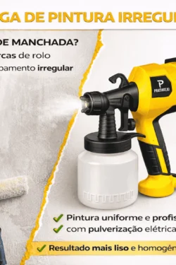 Pistola Elétrica Para Pintura Pulverizador de Tinta com Bico de Metal e Compressor 450w - Imagem 3