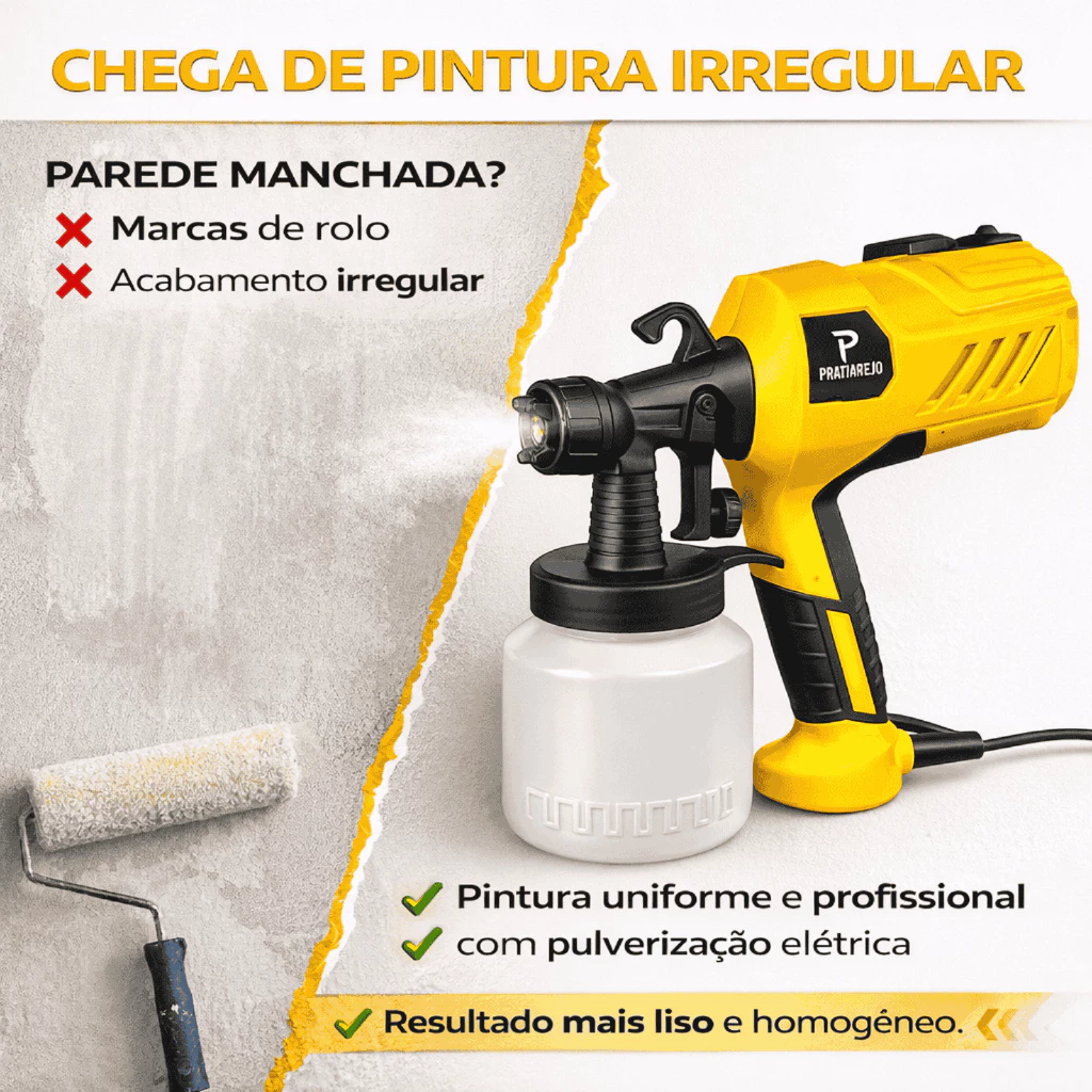 Pistola Elétrica Para Pintura Pulverizador de Tinta com Bico de Metal e Compressor 450w - Imagem 3