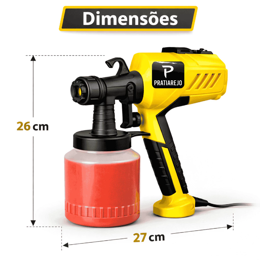 Pistola Elétrica Para Pintura Pulverizador de Tinta com Bico de Metal e Compressor 450w - Imagem 2