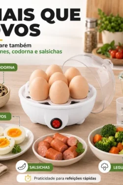 Cozedor De Ovos Elétrico 110V Para 7 Ovos Com Desligamento Automático Tampa Transparente Cozinha Saudável e Praticidade