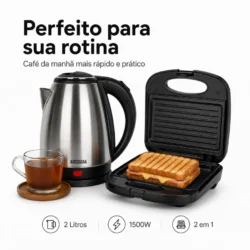 Startools Chaleira Eletrica em Aço Inox, Sanduicheira Grill 2 em 1 - Seu dia a dia mais completo. - Imagem 2